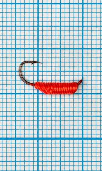 Мормышка Ручейник CADDIS № 2, красный Fluo